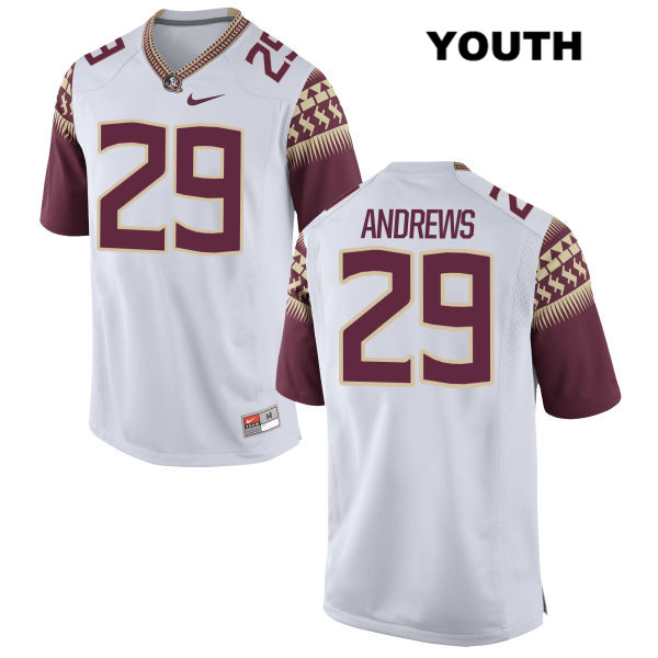 Youth NCAA Nike Florida State Seminoles #29 Nate Andrews College White Stitched Authentic Football Jersey RYE8069EW